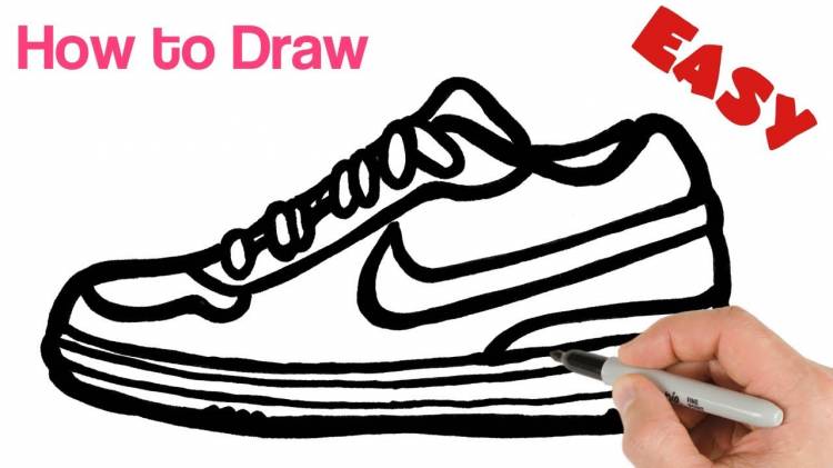 Как нарисовать кроссовки Найк маркером