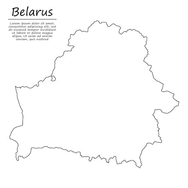 Простая контурная карта беларуси, в стиле линии эскиза