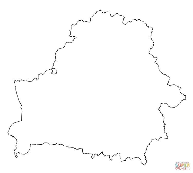 Раскраска Контурная карта Беларуси