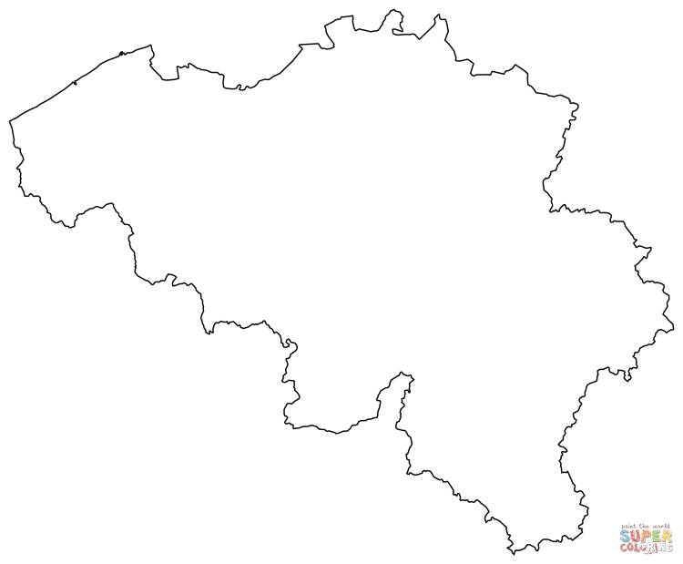 Раскраска Контурная карта Бельгии