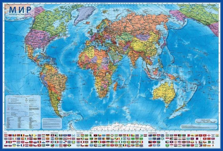 Политическая интерактивная карта мира с ламинацией
