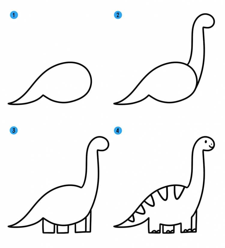 Как нарисовать (рисовать) динозавра » Рисуем динозавров легко и поэтапно