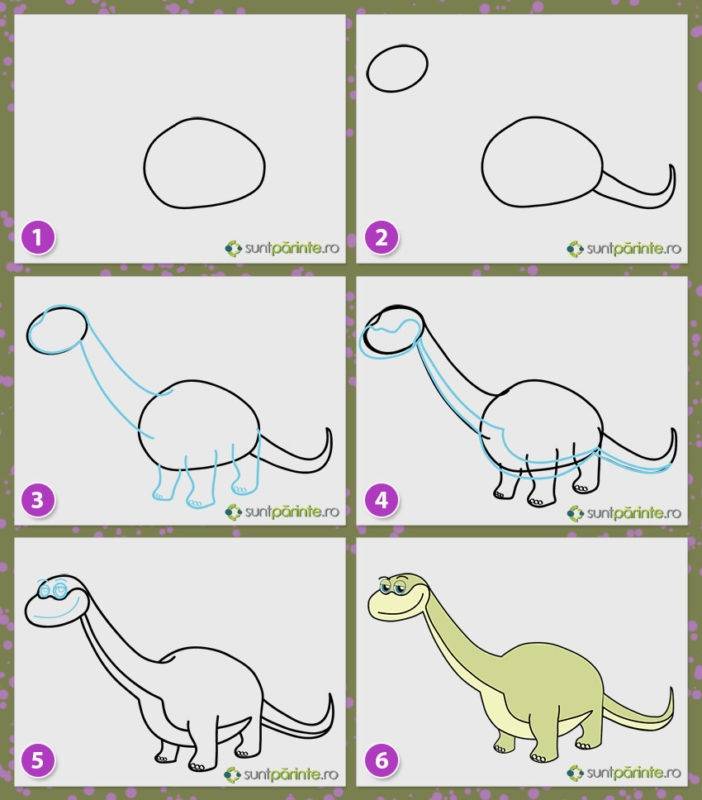 Как нарисовать динозавра ребенку
