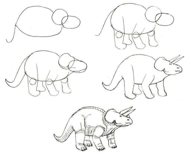 Рисунки для срисовки динозавров (с фото)