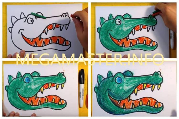 Как нарисовать крокодила карандашом поэтапно для детей