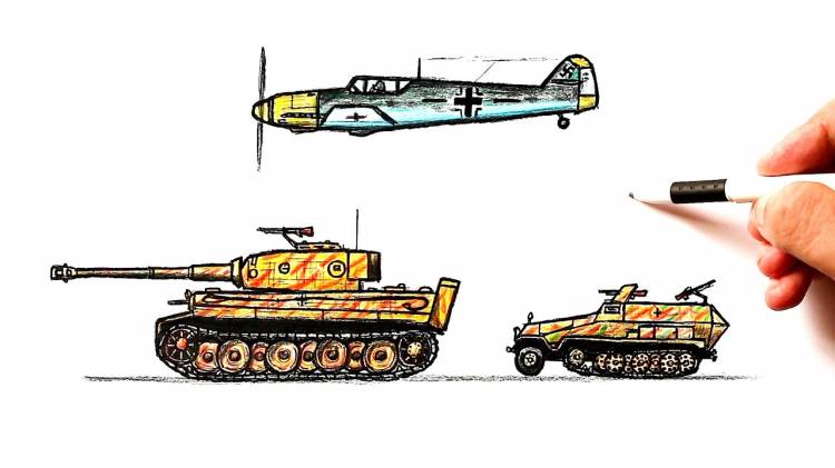 How to draw military vehicles from World War II