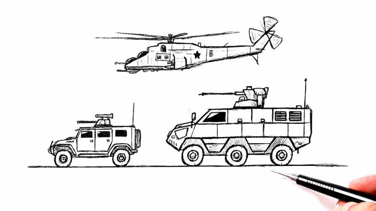 How to draw a Military Convoy