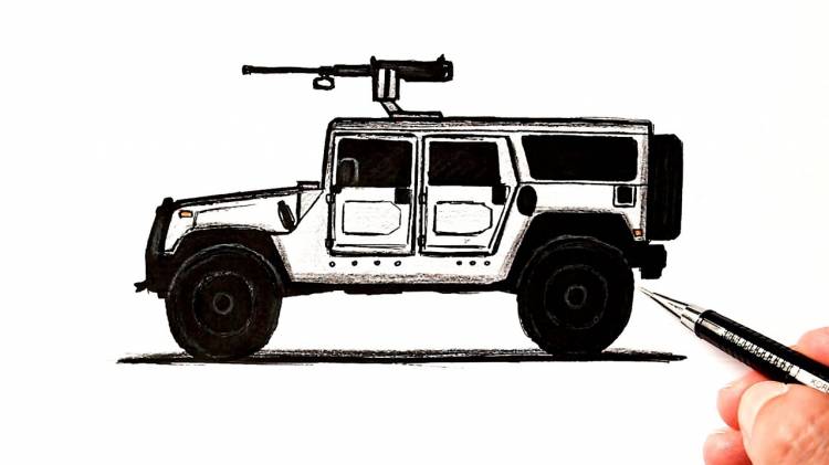 How to draw a Military Jeep car