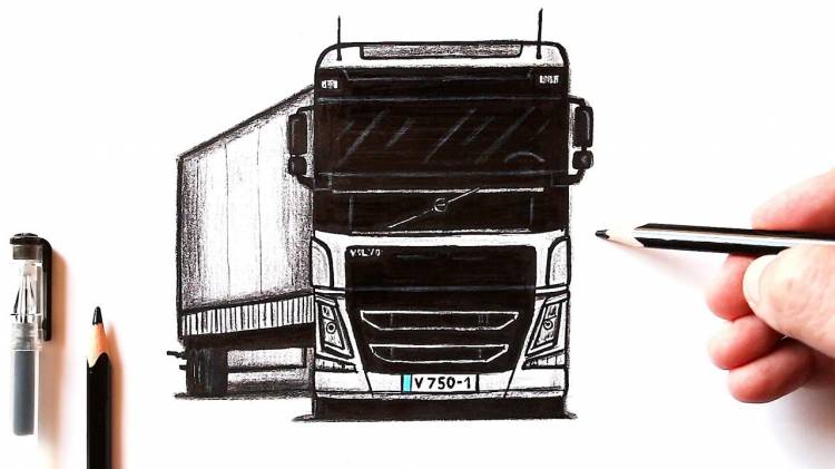 How to draw a Volvo truck
