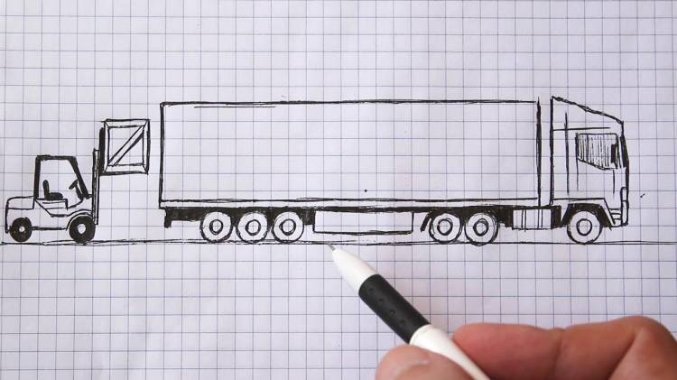 How to draw a truck in a notebook