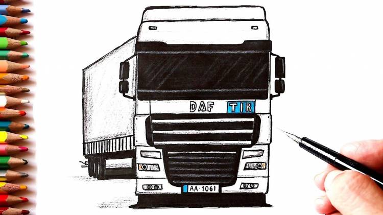 How to draw a DAF Truck