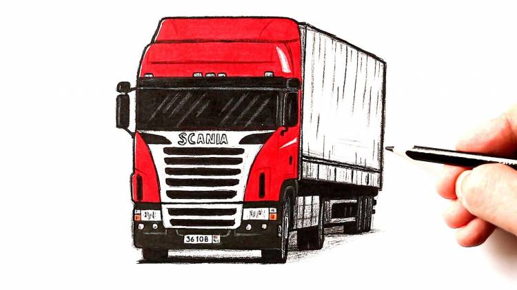 How to draw a Scania truck