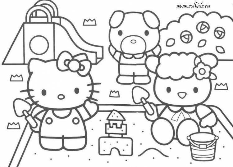 Раскраски Хелло Китти (Hello Kitty) для девочек распечатать бесплатно для детей онлайн