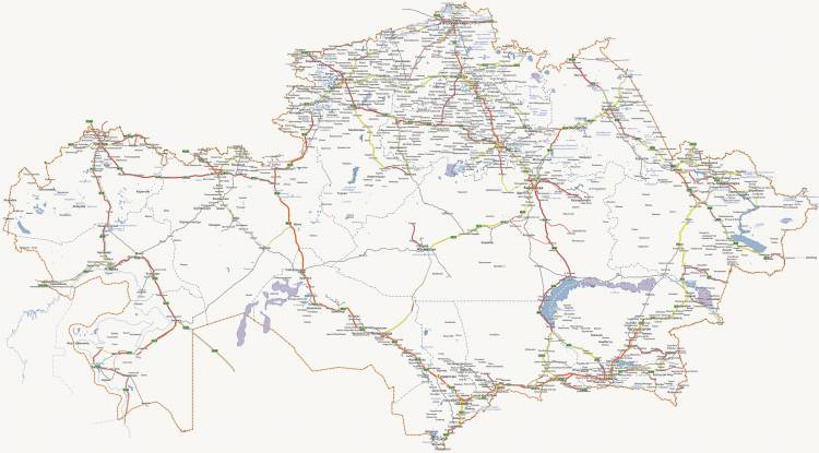 Подробная карта Казахстана с городами на русском языке