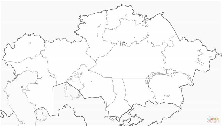 Раскраска Карта Казахстана