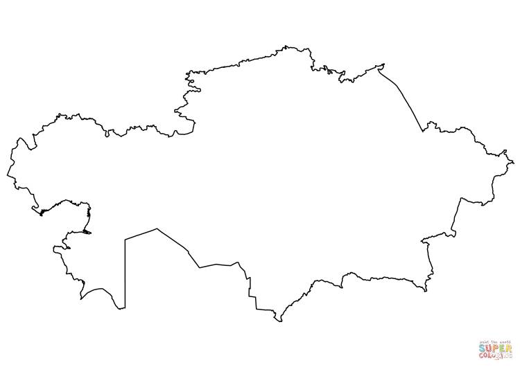 Раскраска Контурная карта Казахстана