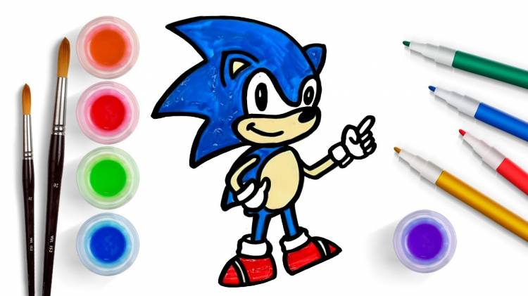 How to draw Sonic for children