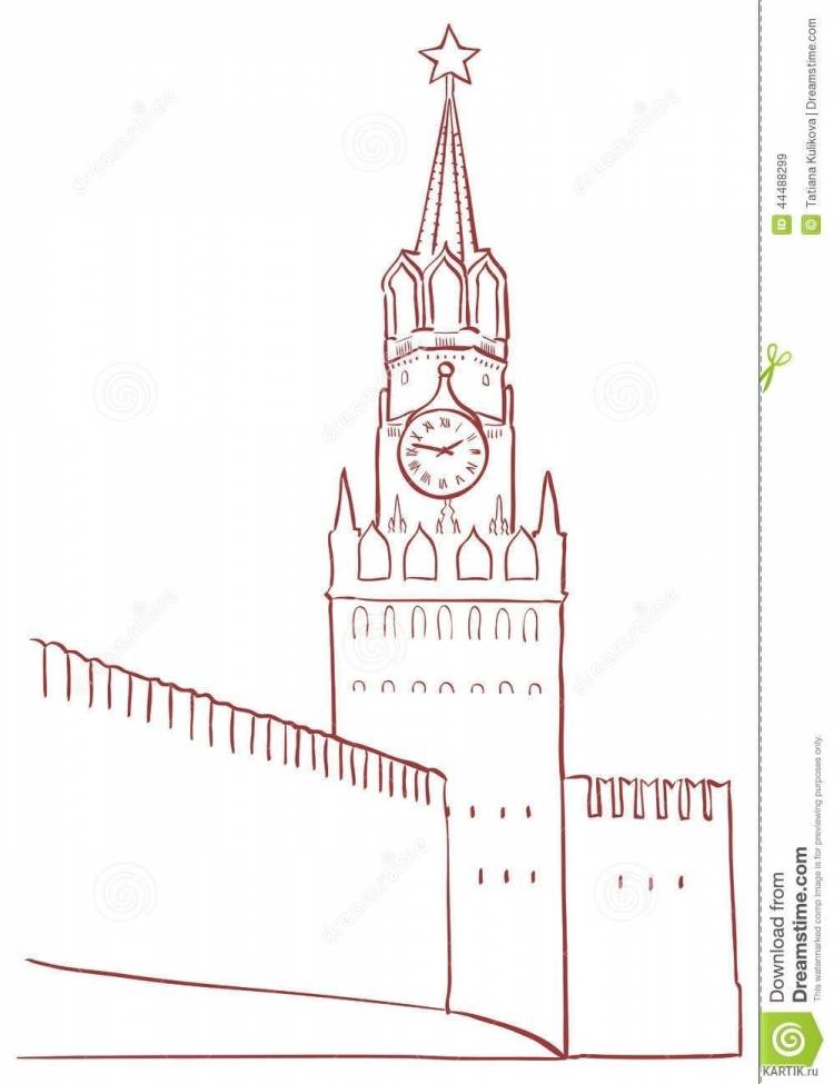 Кремль рисунок карандашом поэтапно