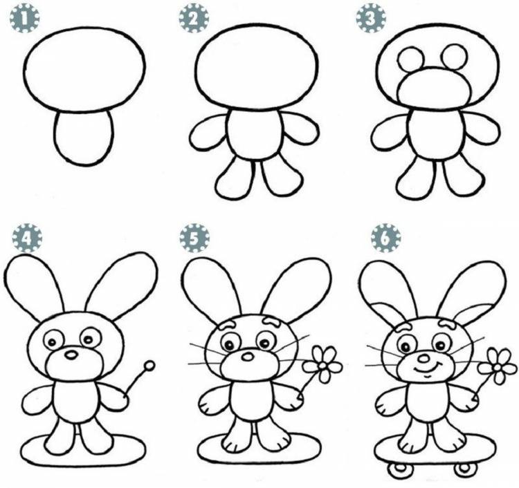 Как легко и просто нарисовать зайца карандашом поэтапно 