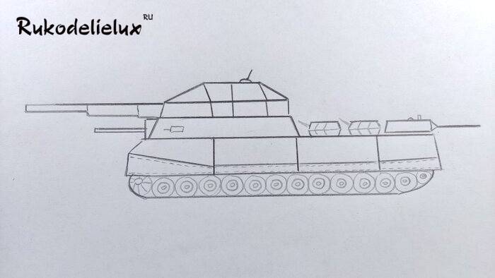 Как нарисовать танк поэтапно и легко ребенку карандашом