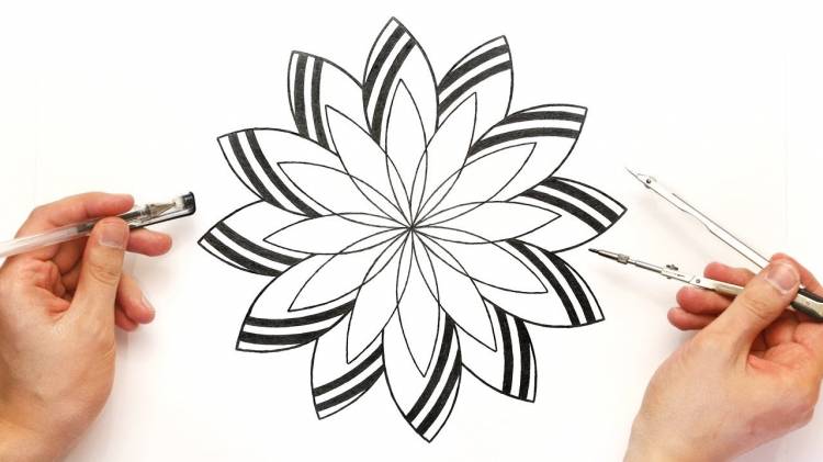 Рисование абстрактного кругового узора цветка, drawing geometric flower