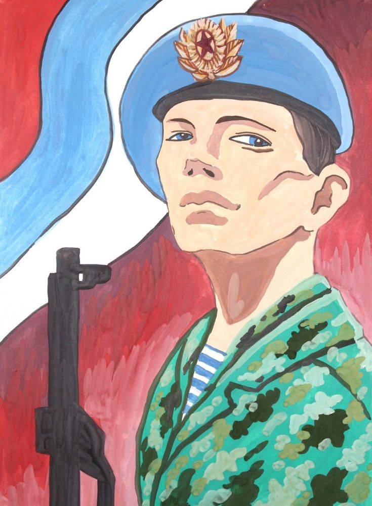 Как нарисовать солдата гуашью