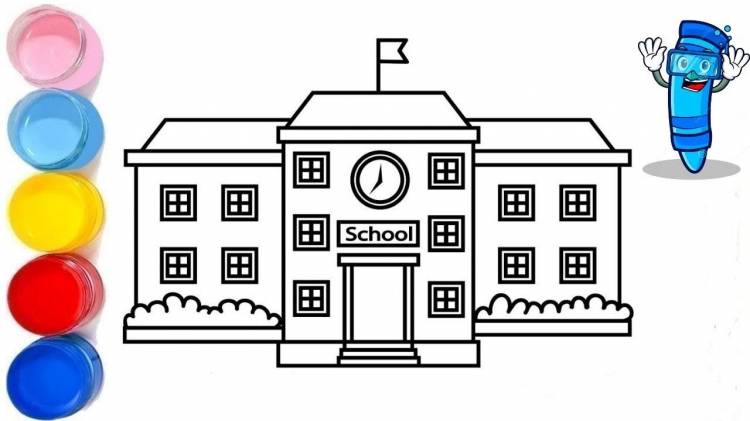 How to draw a school for children