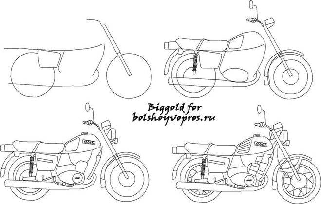 Как нарисовать мотоцикл Иж?