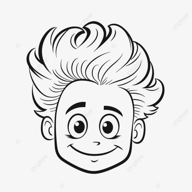Мультяшный детский рисунок головы с улыбающимся лицом для детей раскрашивающий наброски вектор PNG , рисунок мужских волос, контур мужских волос, Эскиз мужских волос PNG картинки и пнг рисунок для бесплатной загрузки