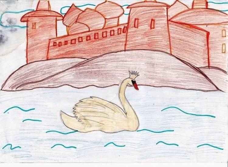 Детские рисунки сказка о царе салтане простые 
