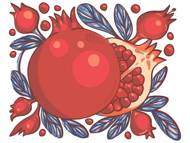 Гранатовые фрукты и цветы армянский национальный орнамент векторная иллюстрация