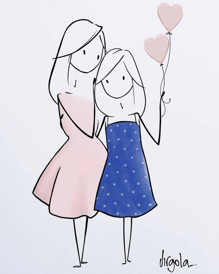 Рисунок мама с дочкой карандашом для срисовки