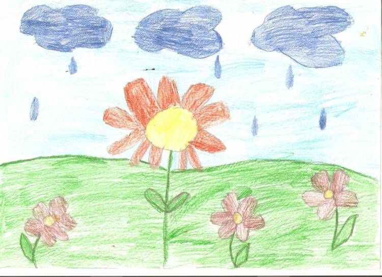 Цветочная поляна детский рисунок