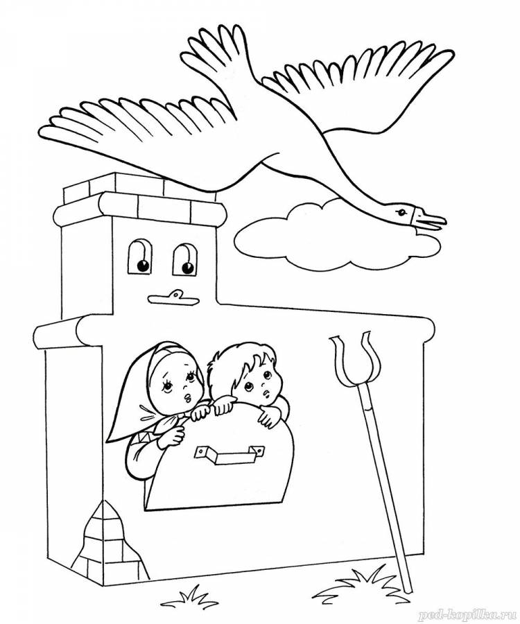 Детский рисунок гуси лебеди