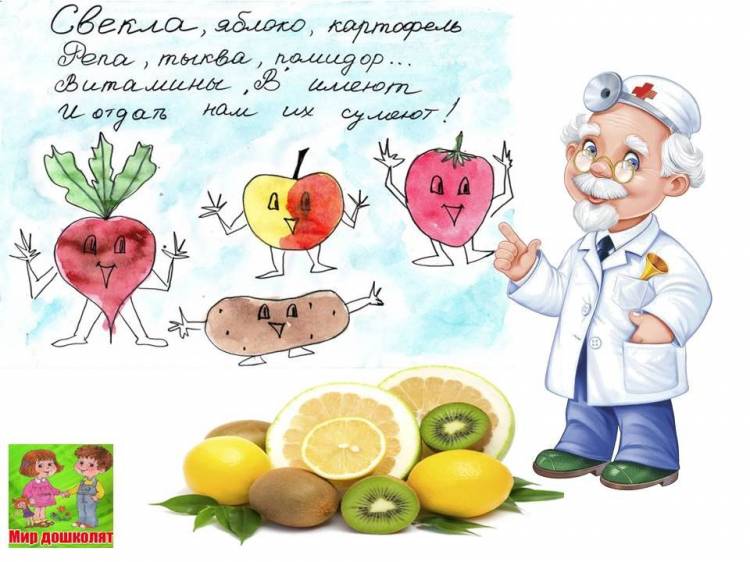 Рисунок на тему витамины в овощах и фруктах 