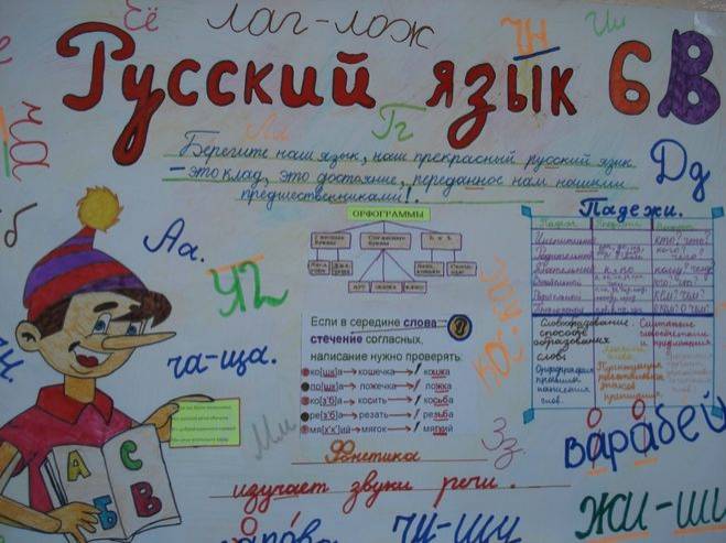 Как нарисовать плакат, стенгазету, рисунок на тему «Русский язык»?