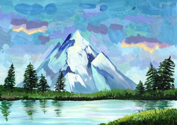 Рисунок горы красками
