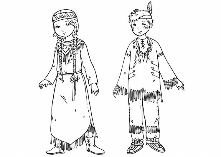 Раскраски Татарский костюм для детей национальный 