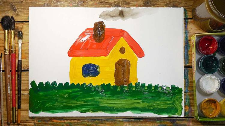 Как нарисовать Дом красками
