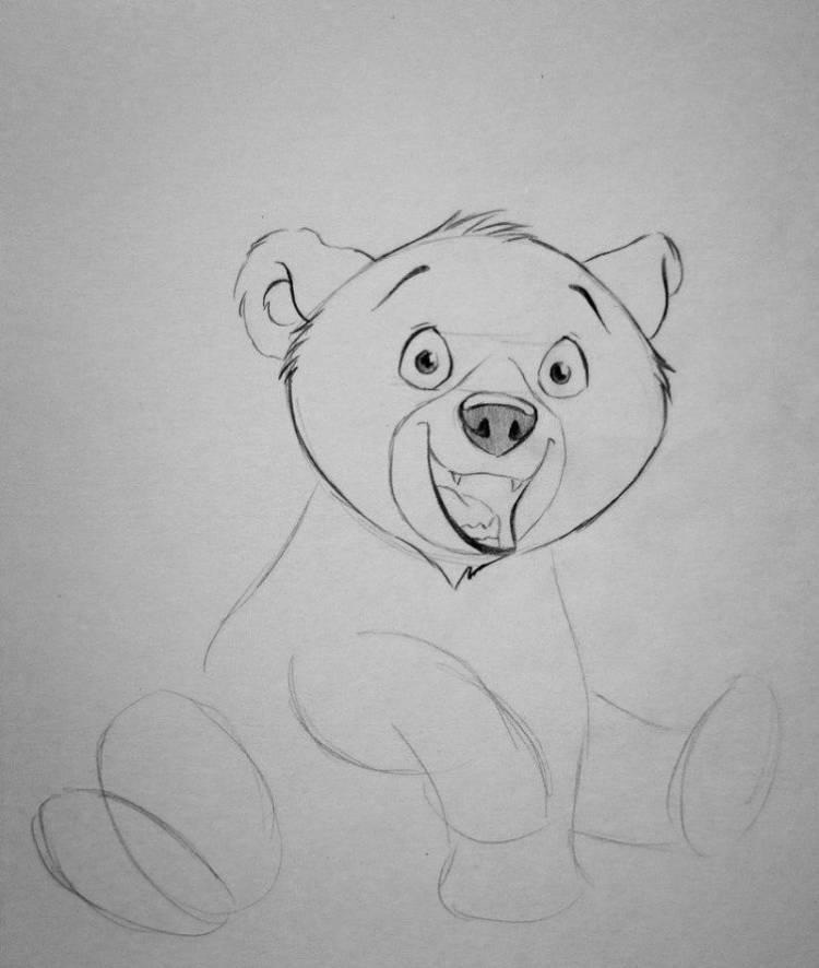 Как нарисовать медведя карандашом и красками