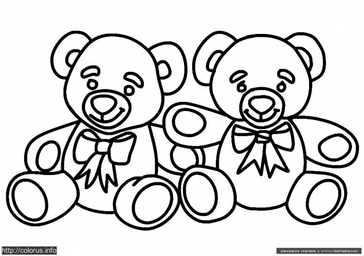 Раскраска Мишки (Раскраска для маленьких детей с медведями, раскраска для малышей мишутки)