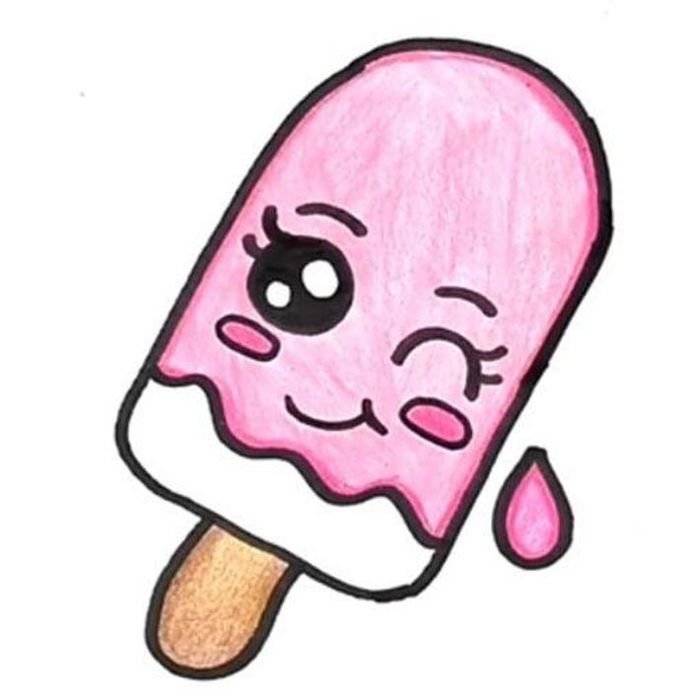 Рисунки карандашом легкие для начинающих милые мороженое 