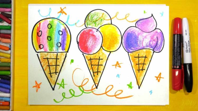 Как нарисовать Мороженое, Урок рисования для детей от