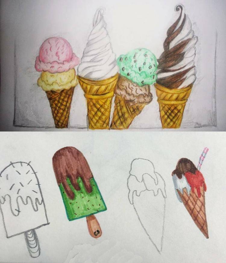 Как нарисовать мороженое для детей легко
