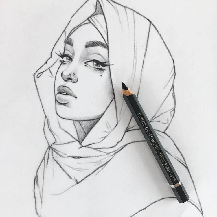 Мусульманка рисунок карандашом