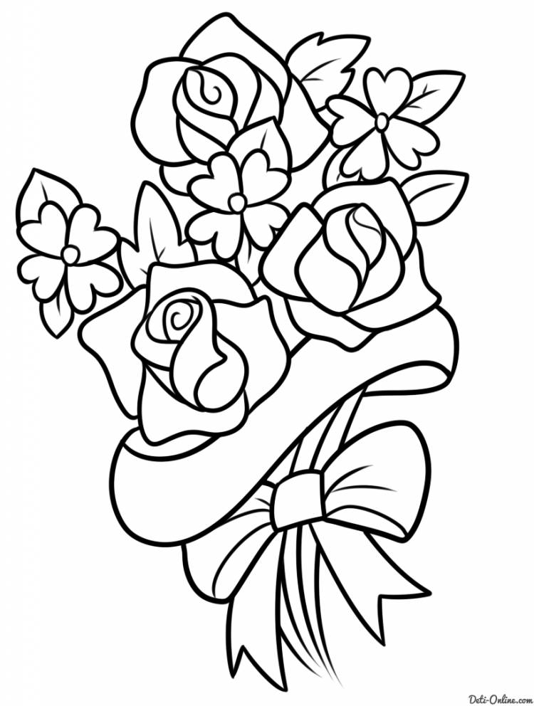 Раскраска Букет цветов для мамы
