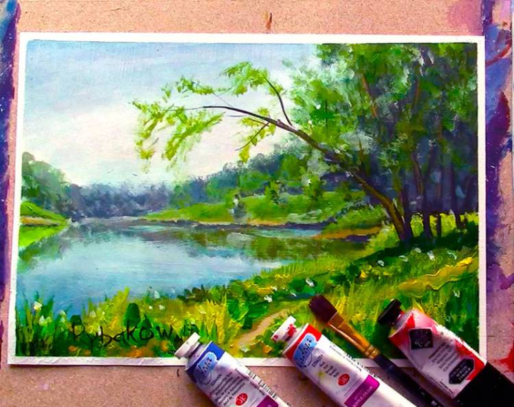 Как нарисовать пейзаж карандашом, гуашью и обычными красками легко