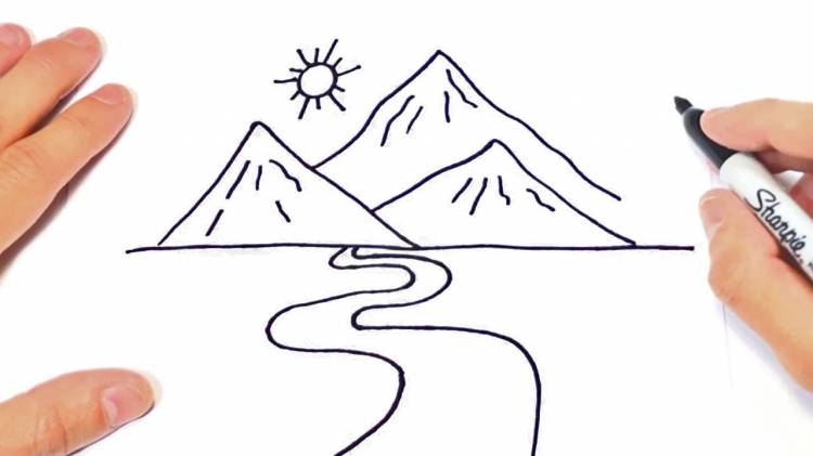 Как нарисовать горы пошагово