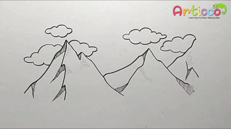 Как нарисовать горы в облаках маркером