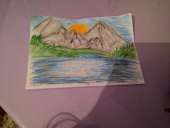 Как нарисовать озера возле гор карандашом поэтапно Для начинающих рисовать